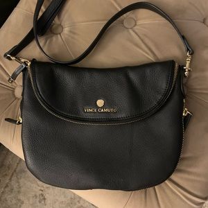 Vince Camuto black leather cross body bag